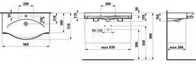 LAUFEN Palace Umývadlo do nábytku, 900 mm x 510 mm, biela – 1 otvor na batériu, stredový H8127020001041