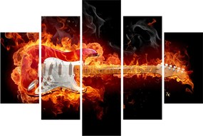 Obraz - Gitara v plameňoch (150x105 cm)