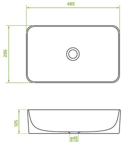 Laveo Kvadrato, umývadlo na dosku 485x295x125 mm, biela lesklá, LAV-VUK_6249