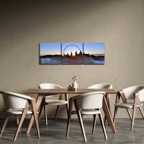 Obraz piesočné scenérie (s hodinami) (90x30 cm)