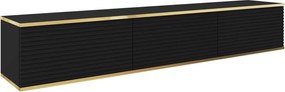 Závesná TV skrinka Orfeo, 175 cm, čierna štruktúra / zlatá