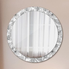 Okrúhle ozdobné zrkadlo Kvetinový vzor fi 90 cm