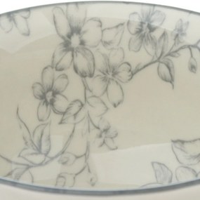 Súprava 6 keramických misiek Nežné kvety 11,5 cm, sivá