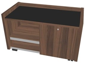 Mobilný kontajner Verno 100 x 50 cm so sklom, pravý, orech / čierna