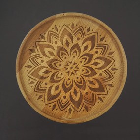 AMADEA Podnos okrúhly gravír mandala, dĺžka 30 cm, český výrobok