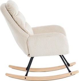 Hojdacie kreslo, relaxačné kreslo s poťahom z menčestru, béžové