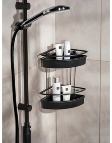 Čierna rohová sprchová polica Wenko Molinella, 30 x 22 cm