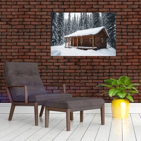 Obraz - Zasnežená chata (90x60 cm)