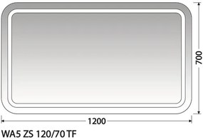 Zrkadlo do kúpeľne Intedoor Wave 120x70 cm WA5 ZS 120/70 TF