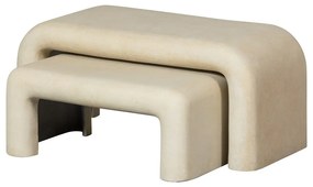 Krémové konferenčné stolíky v súprave 2 ks v dekore kameňa 42x92 cm Stani – WOOOD