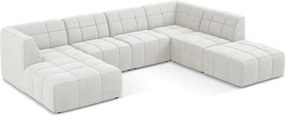 Biela rohová pohovka z textílie buklé (do tvaru "U") Aloha – Makamii