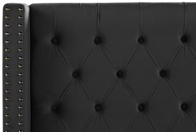 Zamatová posteľ 160 x 200 cm čierna LUBBON Beliani