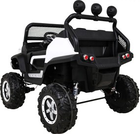Ramiz Mercedes Benz Unimog pre deti biely + pohon 4x4 + diaľkové ovládanie + nosič batožiny + pomalý štart + MP3 LED
