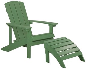 Záhradná stolička s podnožkou zelená ADIRONDACK Beliani