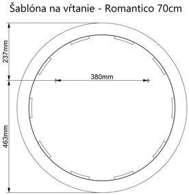 LED zrkadlo okrúhle Romantico ⌀70cm studená biela - diaľkový ovládač Farba diaľkového ovládača: Čierna