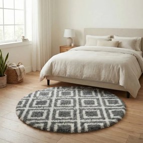 Protišmykový koberec DECOR čierny / biely kruh