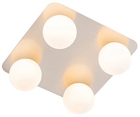 Moderné stropné svietidlo do kúpeľne oceľové štvorcové 4-žiarovkové - Cederic