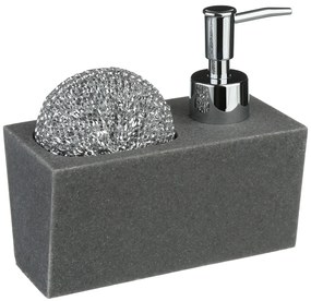 Dávkovač saponátu Stone, sivá/s chrómovými prvkami, 170ml