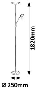 Rabalux 7006 stojaca lampa s čítacím ramenom, saténový chróm