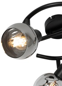 Inteligentné stropné bodové svietidlo čierne s dymovým sklom 3-svetlá vrátane WiFi P45 - Vidro