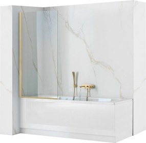 Vaňová zástena REA ELEGANT 80 cm, zlatá kartáčovaná/transparent