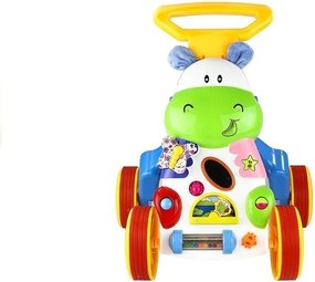 LEAN Toys Happy Hippo Pusher so zrkadlovými gumenými kolieskami