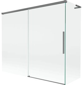 Mexen Rox, L posuvná 2-krídlová vaňová zástena 180 + 80 x 150 cm, 8mm číre sklo, grafitový profil, 8C9L-180-080-95-00