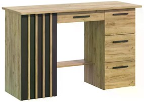 Počítačový stôl 120 cm dubový, remeselný, čierny, loft