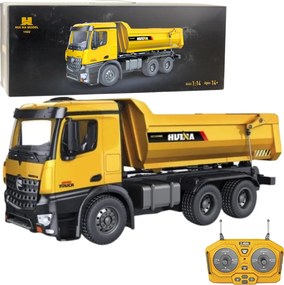 Diaľkovo ovládaný RC sklápač Huina Svetlá Zvuky Žltá 1:14