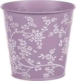Obal na kvetináč fialový s bielymi ružami, 15,7 cm%