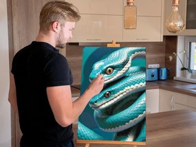 Gario Diamantové maľovanie Hady v odtieňoch tmavo tyrkysovej Rozmery: 40 x 60 cm, Rámovanie: Iba zrolované plátno, Diamanty: Štvorcové