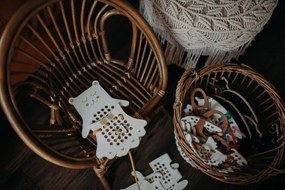 Montessori drevená prepletacia hračka - pani medvedica