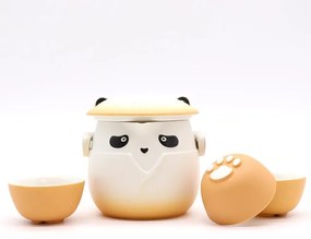 Čínska čajová súprava Panda oranžová 500ml