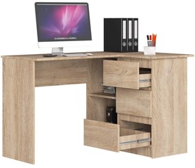 Rohový písací stôl B16 124 cm dub sonoma pravý