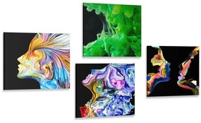 Set obrazov pestrofarebná abstrakcia - 4x 40x40