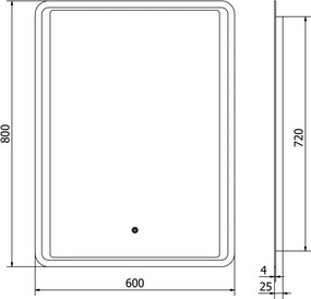 Mexen Zusa, LED kúpeľňové zrkadlo s podsvietením 60x80 cm, 6000K, ochrana proti zahmlievaniu, 9808-060-080-611-00