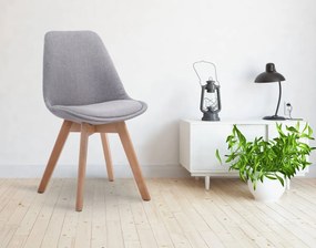 Stolička Borne V2 - látka, drevené nohy natura - Sivá