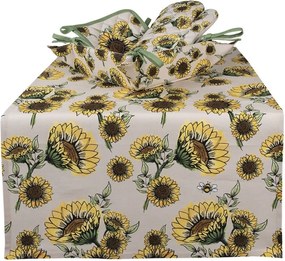 Béžový bavlnený košík na pečivo so slnečnicami Sunny Sunflowers - 35*35*8 cm