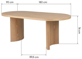 Oválný jídelní stůl Portofino 180 cm jasan