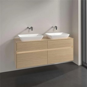 VILLEROY &amp; BOCH Collaro závesná skrinka pod dve umývadlá na dosku, 4 zásuvky, s LED osvetlením, 1400 x 500 x 548 mm, Nordic Oak, C119B0VJ