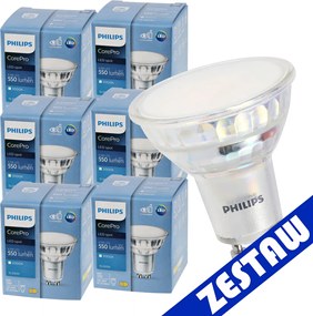 SADA 6x LED žiarovka PHILIPS GU10 4,9W 550lm teplá farba 3000K