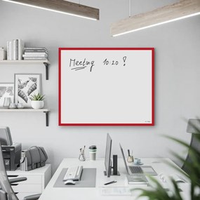 Toptabule.sk MTDRBTCIER Biela magnetická tabuľa v červenom drevenom ráme 120x90cm /