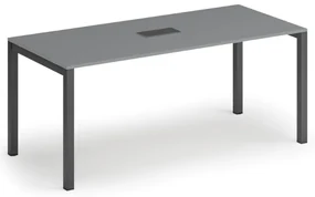 Rokovací stôl PRIMO SQUARE, 180x80 cm, grafit + stolná zásuvka TYP III, čierna