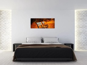 Obraz lavičky v jeseni (120x50 cm)