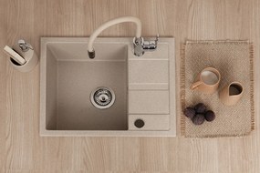 Kuchinox Viti, 1-komorový granitový drez 560x440x175 mm + sifón, béžová, LAV-SBX_413Y
