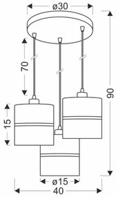 Luster na lanku ASSAM 3xE27/60W/230V čierna