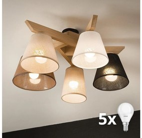 Brilagi - LED Prisadený luster ANTHONY 5xE14/40W/230V dub