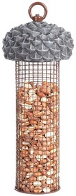 Závesné kŕmidlo pre vtáky Acorn2, 27,5x10 cm, kov/polyesterová živica, sivá