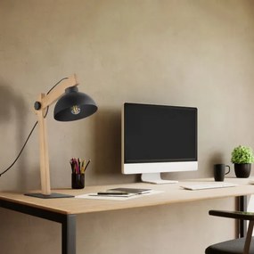 Stolná lampa OSLO 1xE27/15W/230V borovica/čierna
