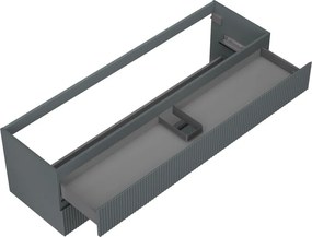 Mexen Rivel, kúpeľňová skrinka 160 cm, 2 zásuvky, drážkovaná, grafitová matná, 91A20-16047-2-BFF66